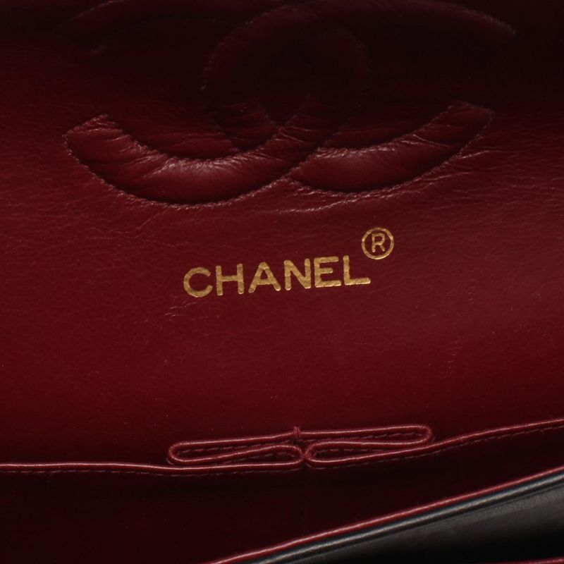 CHANEL Shoulder Bag Matelasse W Flap Black Lambskin Matelasse Double Flap Chain