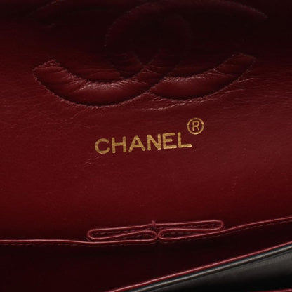 CHANEL Shoulder Bag Matelasse W Flap Black Lambskin Matelasse Double Flap Chain