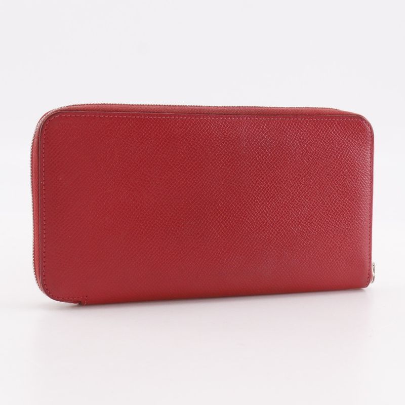 HERMES Azap Silk In Long Vo-epson Red N Women's Long Wallet