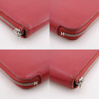 HERMES Azap Silk In Long Vo-epson Red N Women's Long Wallet