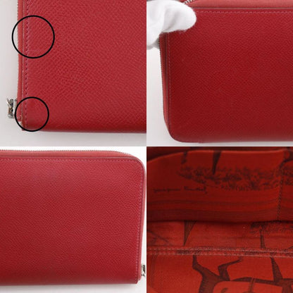 HERMES Azap Silk In Long Vo-epson Red N Women's Long Wallet