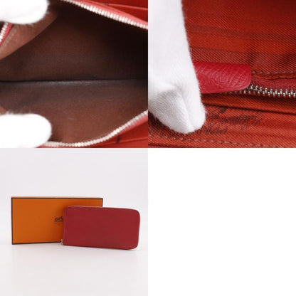 HERMES Azap Silk In Long Vo-epson Red N Women's Long Wallet