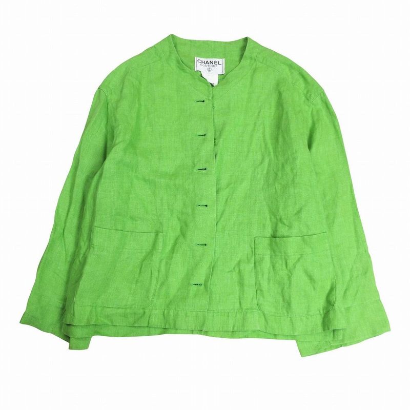 CHANEL 96P P07001v04682 Linen Jacket One Piece Setup Stand Collar - 42 L