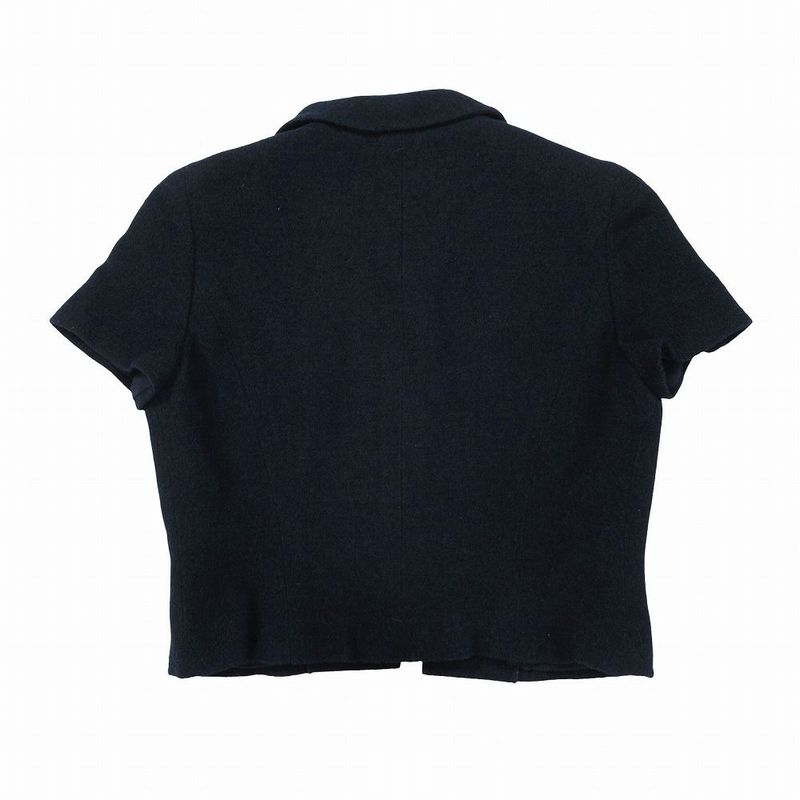 CHANEL 95P P04981v04021 Short Sleeve Cropped Jacket Tweed Dark Navy Size 38 M