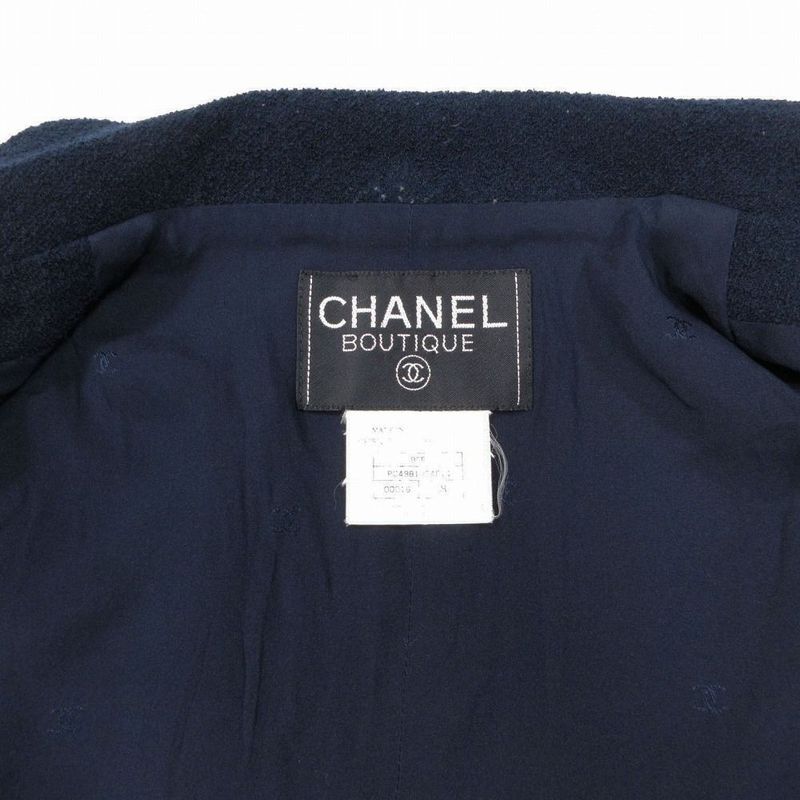 CHANEL 95P P04981v04021 Short Sleeve Cropped Jacket Tweed Dark Navy Size 38 M