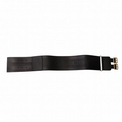 Christian DIOR Logo Belt Corset Leather Double Waist Gold Hardware Women's TNT