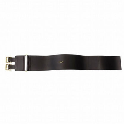 Christian DIOR Logo Belt Corset Leather Double Waist Gold Hardware Women's TNT
