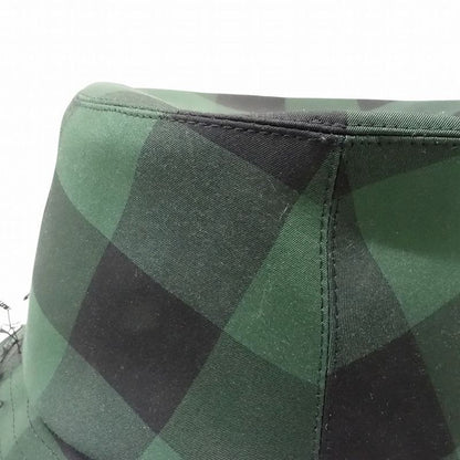 Christian DIOR Check Pattern Bucket Hat Bucket Veil Bob Hat Tulle Oblique Green