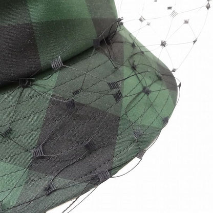 Christian DIOR Check Pattern Bucket Hat Bucket Veil Bob Hat Tulle Oblique Green