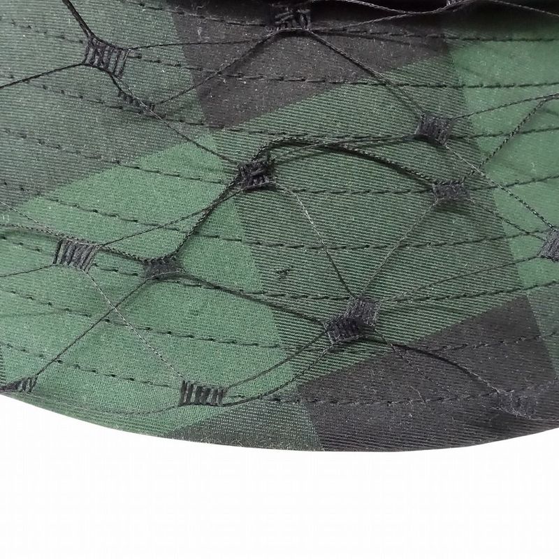 Christian DIOR Check Pattern Bucket Hat Bucket Veil Bob Hat Tulle Oblique Green