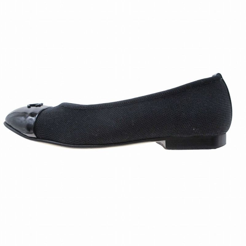 CHANEL Coco Mark Flat Shoes G33411 18P Black Size 34.5c 21.5cm (8.46in) Women's