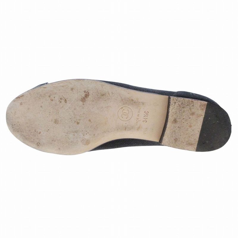 CHANEL Coco Mark Flat Shoes G33411 18P Black Size 34.5c 21.5cm (8.46in) Women's