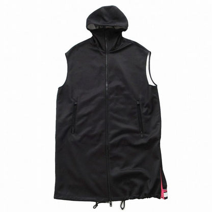 PRADA 19SS Neon Back Logo Sleeveless Long Parka Outerwear Black Size XS Men's