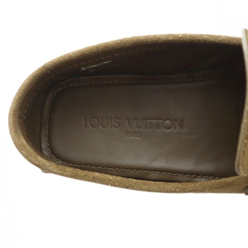 Louis Vuitton Monte Carlo Loafers Driving Shoes Square Toe Suede Logo 6.5