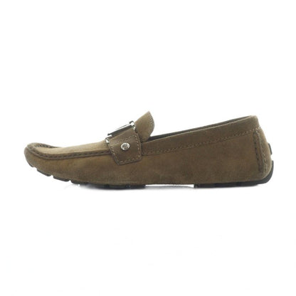 Louis Vuitton Monte Carlo Loafers Driving Shoes Square Toe Suede Logo 6.5