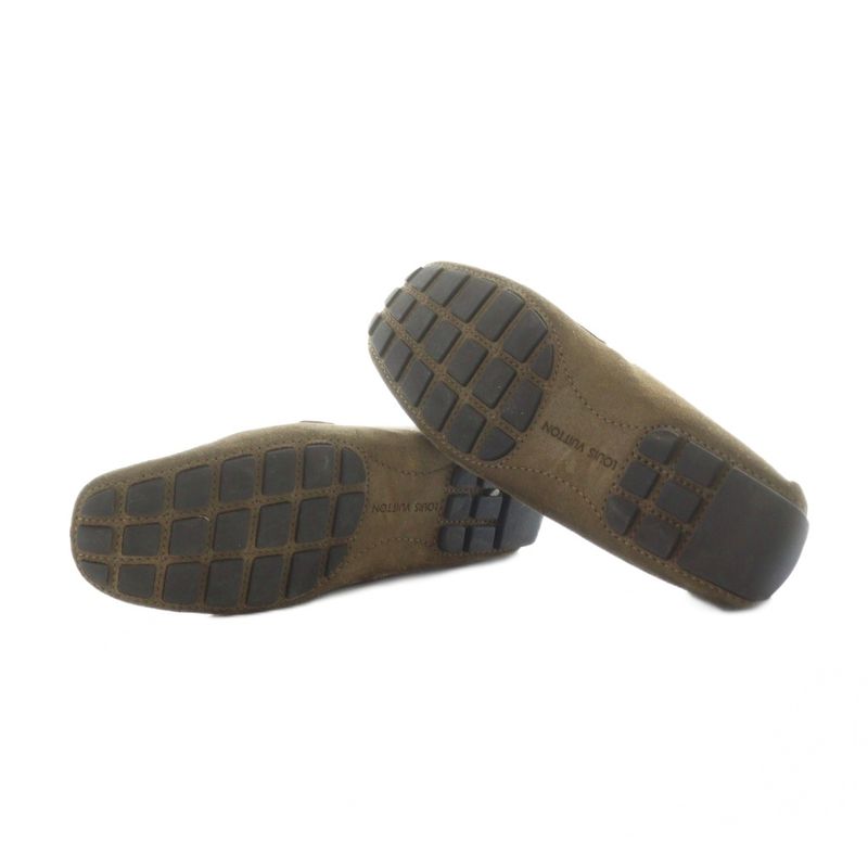 Louis Vuitton Monte Carlo Loafers Driving Shoes Square Toe Suede Logo 6.5