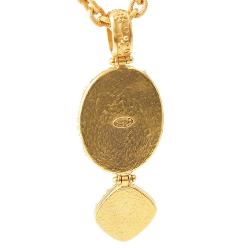 CHANEL 96A Blackstone Coco Mark Necklace Accessories - Gold Black