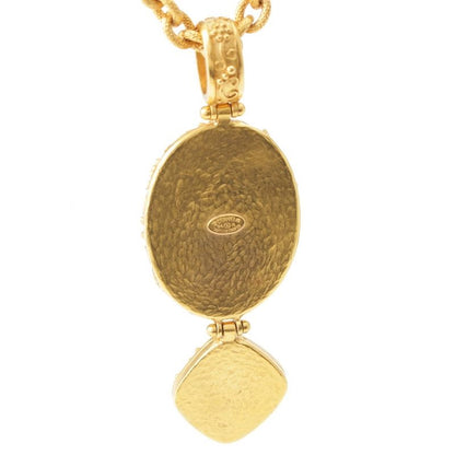 CHANEL 96A Blackstone Coco Mark Necklace Accessories - Gold Black