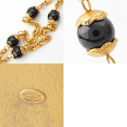 CHANEL 96A Blackstone Coco Mark Necklace Accessories - Gold Black