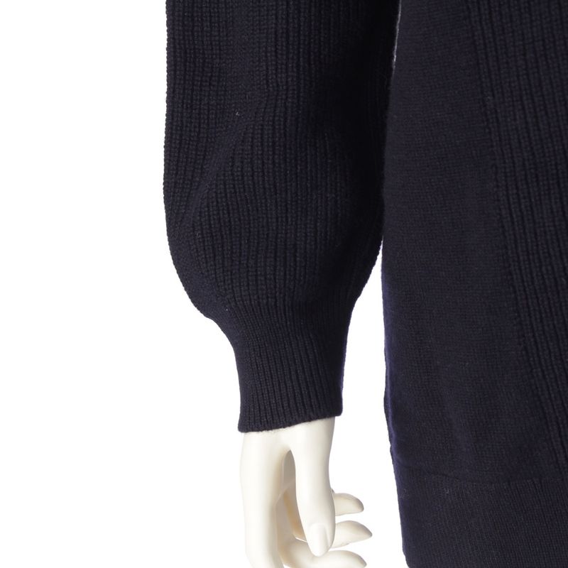 HERMES 24 Years Cashmere Logo Button Ribbed Cardigan Tops 4e2702d1 Navy - 36