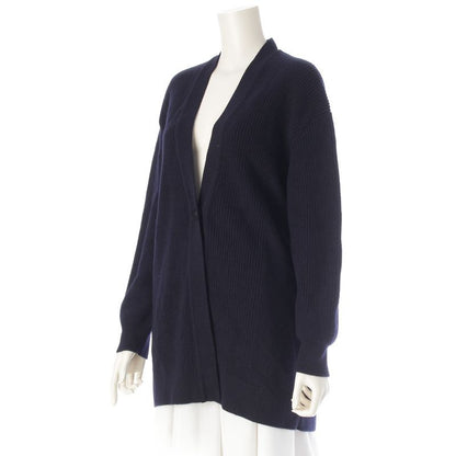 HERMES 24 Years Cashmere Logo Button Ribbed Cardigan Tops 4e2702d1 Navy - 36