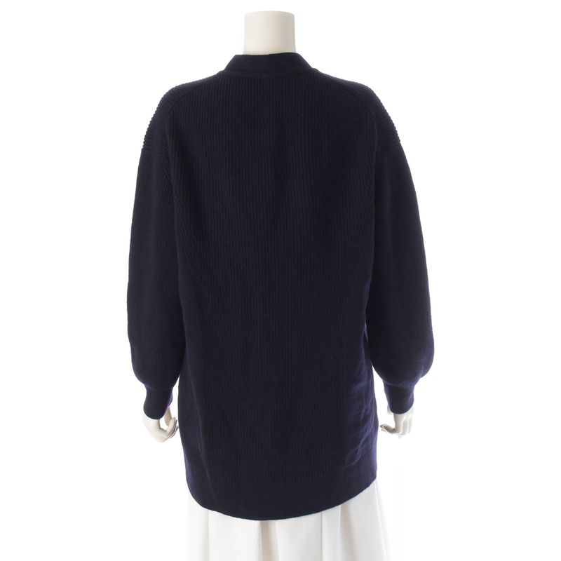 HERMES 24 Years Cashmere Logo Button Ribbed Cardigan Tops 4e2702d1 Navy - 36