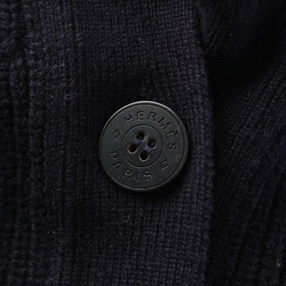 HERMES 24 Years Cashmere Logo Button Ribbed Cardigan Tops 4e2702d1 Navy - 36