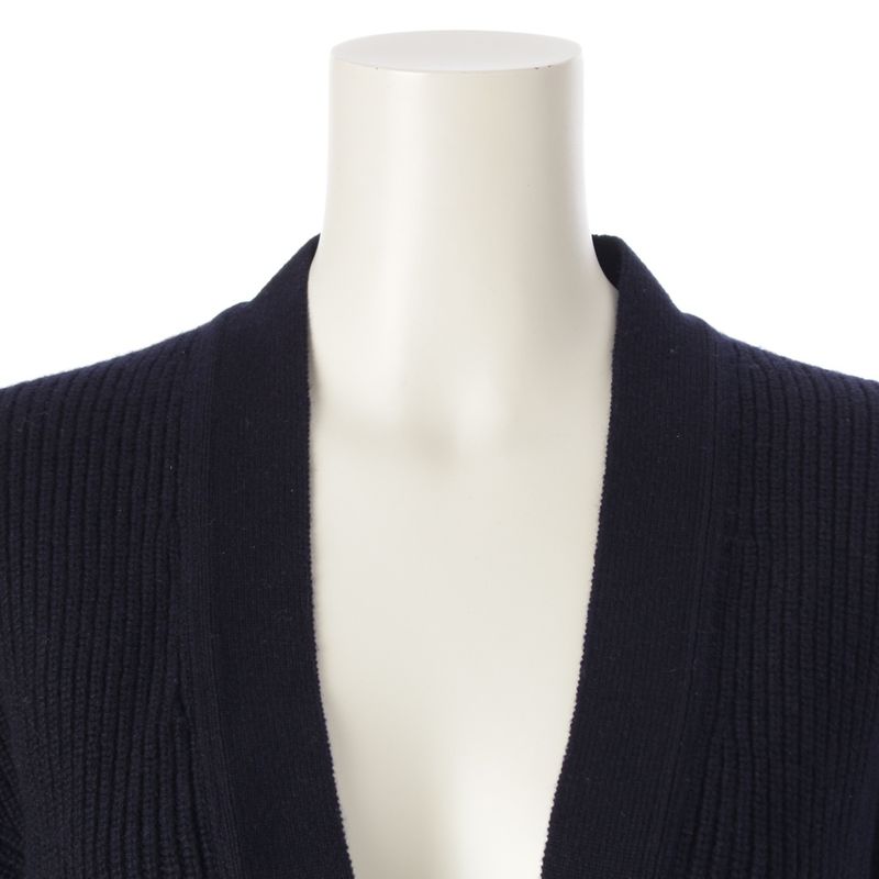 HERMES 24 Years Cashmere Logo Button Ribbed Cardigan Tops 4e2702d1 Navy - 36