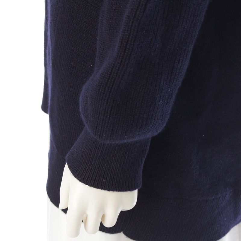 HERMES 24 Years Cashmere Logo Button Ribbed Cardigan Tops 4e2702d1 Navy - 36