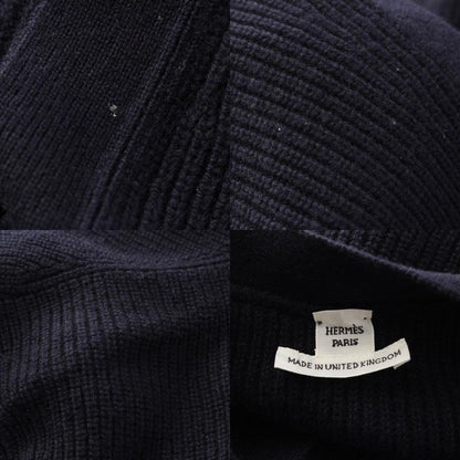 HERMES 24 Years Cashmere Logo Button Ribbed Cardigan Tops 4e2702d1 Navy - 36