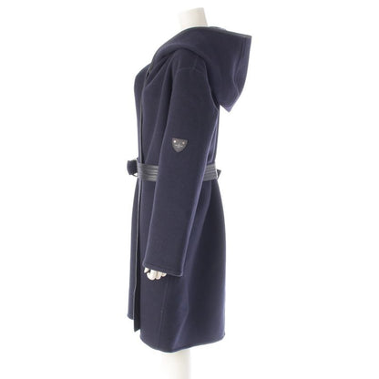 Louis Vuitton Wool X Silk Monogram Wrap Footed Coat Outerwear - Ffc022qwe Navy