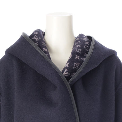 Louis Vuitton Wool X Silk Monogram Wrap Footed Coat Outerwear - Ffc022qwe Navy