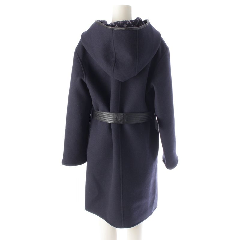Louis Vuitton Wool X Silk Monogram Wrap Footed Coat Outerwear - Ffc022qwe Navy