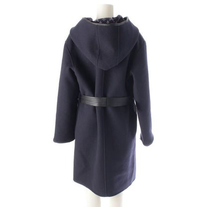 Louis Vuitton Wool X Silk Monogram Wrap Footed Coat Outerwear - Ffc022qwe Navy
