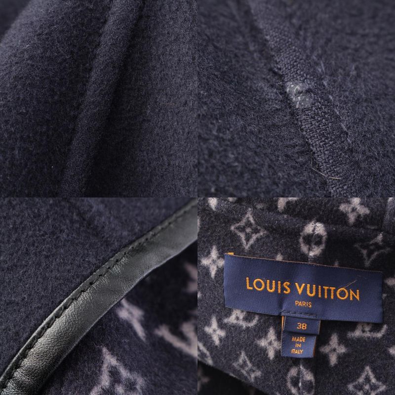 Louis Vuitton Wool X Silk Monogram Wrap Footed Coat Outerwear - Ffc022qwe Navy