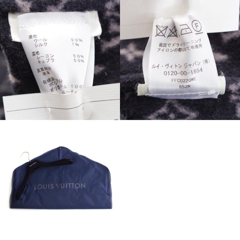 Louis Vuitton Wool X Silk Monogram Wrap Footed Coat Outerwear - Ffc022qwe Navy