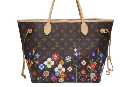 Louis Vuitton Monogram LV TM Neverfull MM Tote Bag Takashi Murakami Brown Gold — view 3