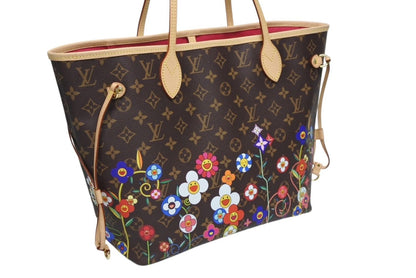 Louis Vuitton Monogram LV TM Neverfull MM Tote Bag Takashi Murakami Brown Gold — view 4