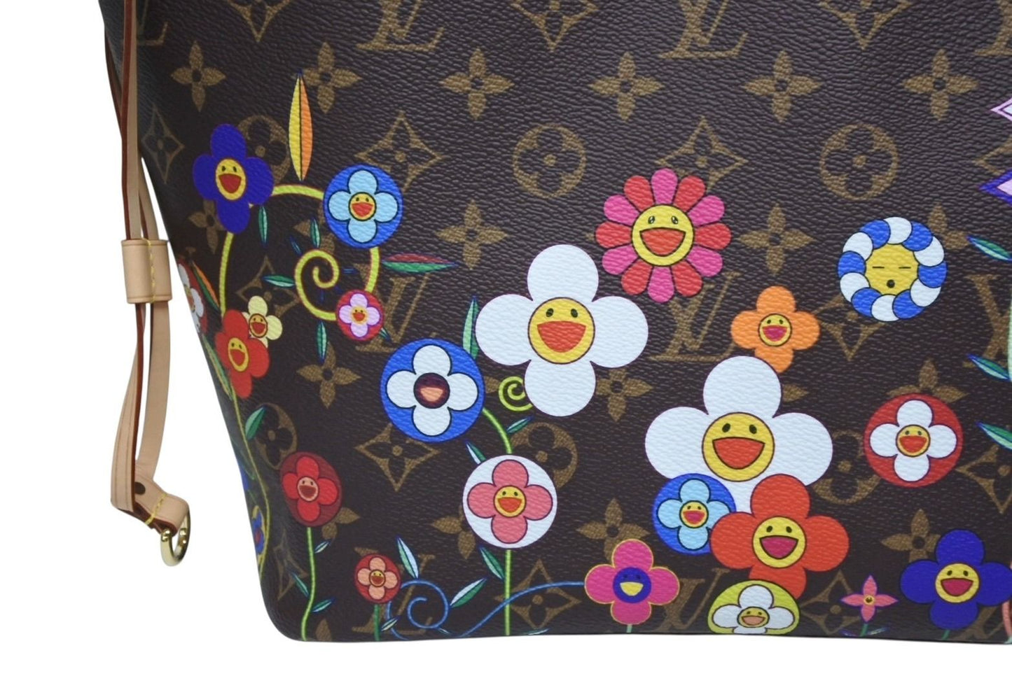 Louis Vuitton Monogram LV TM Neverfull MM Tote Bag Takashi Murakami Brown Gold — view 6