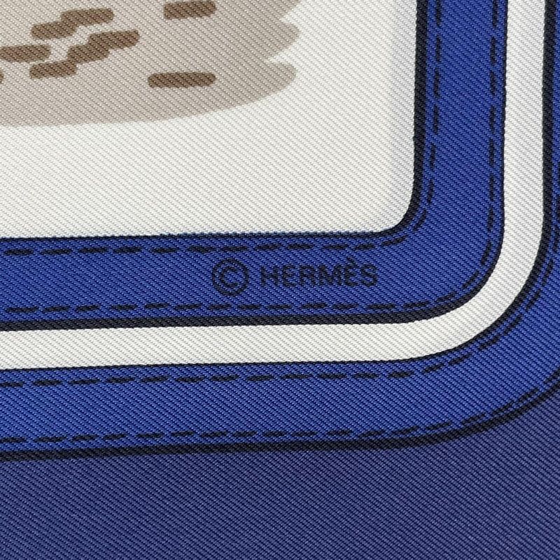 HERMES Silk Scarf Carre 90 Ecuries Stable Navy - Box Included