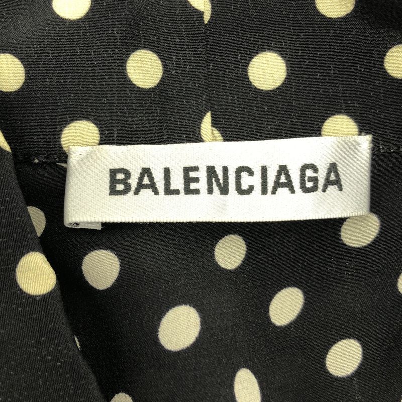 BALENCIAGA | 2019 | Dot Asymmetric Blouse Shirt | 36 | Black Ivory | Women's