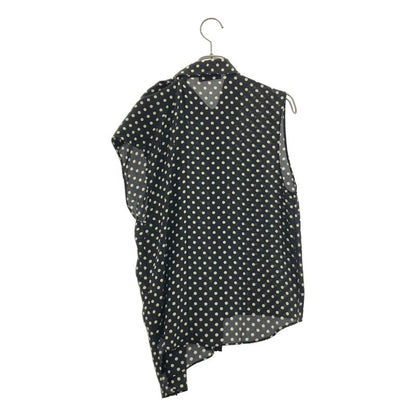BALENCIAGA | 2019 | Dot Asymmetric Blouse Shirt | 36 | Black Ivory | Women's