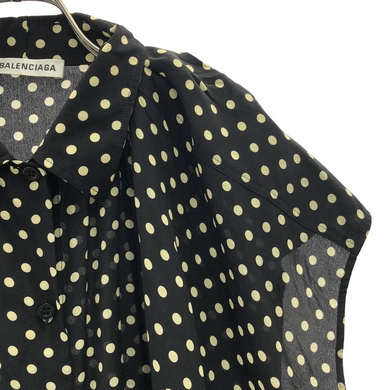 BALENCIAGA | 2019 | Dot Asymmetric Blouse Shirt | 36 | Black Ivory | Women's