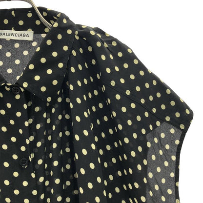 BALENCIAGA | 2019 | Dot Asymmetric Blouse Shirt | 36 | Black Ivory | Women's
