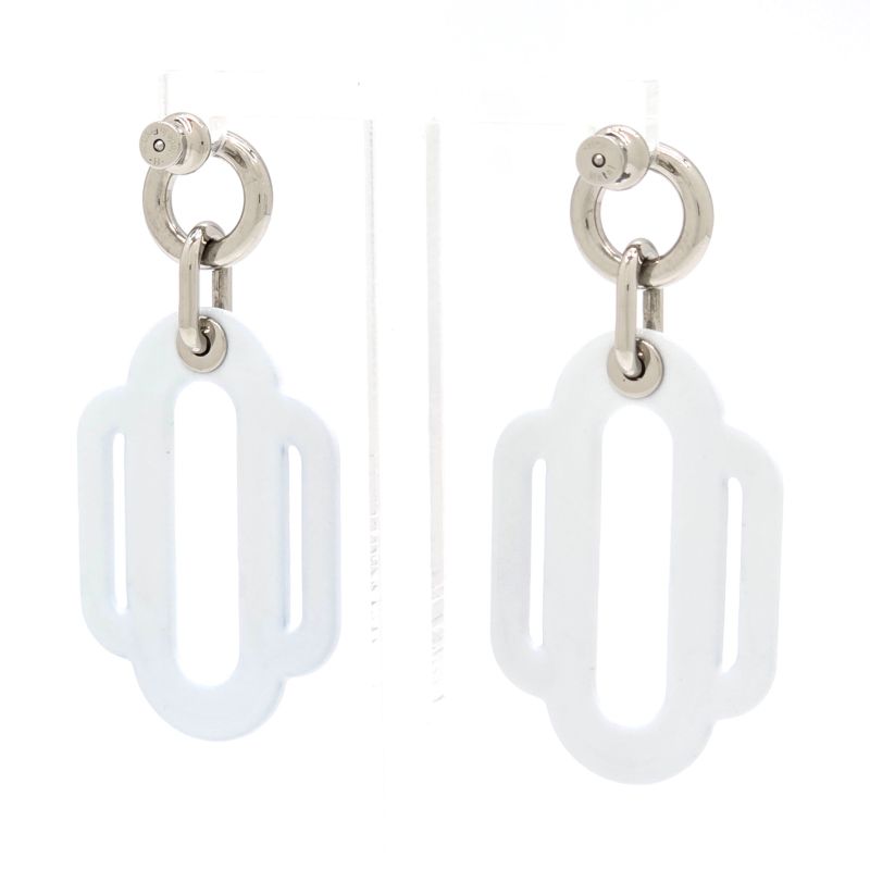 HERMES Attrage Earrings Both Ears Enamel White Multicolor - Height 6cm (2.36in)