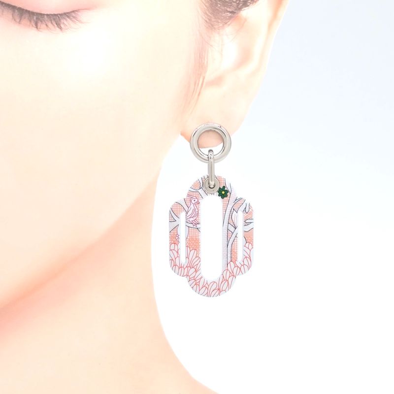 HERMES Attrage Earrings Both Ears Enamel White Multicolor - Height 6cm (2.36in)