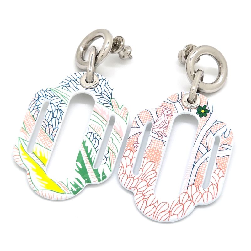 HERMES Attrage Earrings Both Ears Enamel White Multicolor - Height 6cm (2.36in)