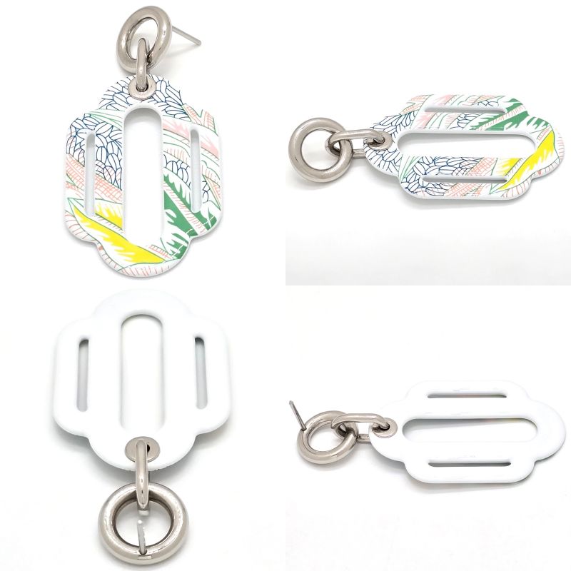 HERMES Attrage Earrings Both Ears Enamel White Multicolor - Height 6cm (2.36in)