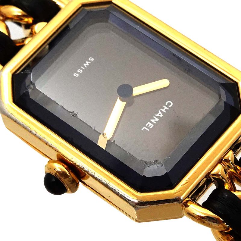 Chanel Premiere L Size H0001 Vintage Watch Black Gold