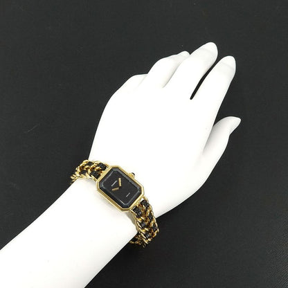Chanel Premiere L Size H0001 Vintage Watch Black Gold